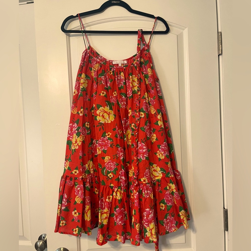 Floral print belted mini dress